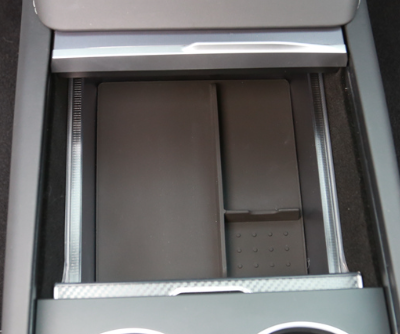 Transparent ABS Center Console Organizer with Silicone Mat for 2024-2025 Tesla Model 3/Y Juniper Highland, Anti-Slip Storage Tray CW25024820