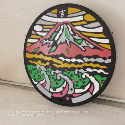 Customized Production of Ball-machined Cast Iron Japanese and European Painted Decorative Art Manhole Covers photo-4