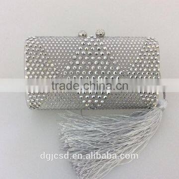 fashion satin and sequin evening bag,tassels clutch handbag