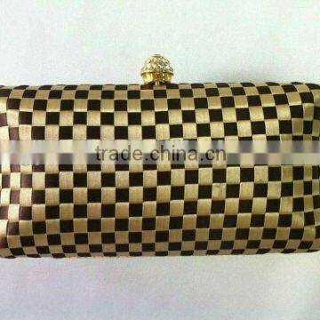 manufacturer sell diamante clasp plaid satin clutch bag