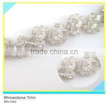 Fashion 888 Crystal Rhinestone Cup Chain 4mm 2 Rows Mix Round Ring