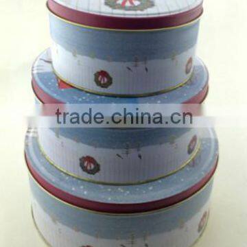 round tin set for cake bisciut /cake tin container/Round cookie tin box set of 3 pcs