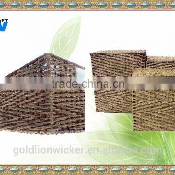 set of 3 rectangular seagrass hampers in natural color