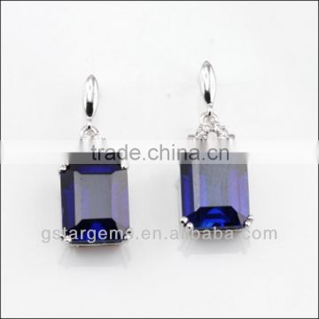 925 Stering Silver Created Blue Sapphire SetGemstone Jewelry Hong Kong Wholesale