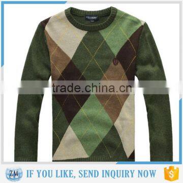 2015 Male New Jacquard Knitted Geometric Pattern Sweater