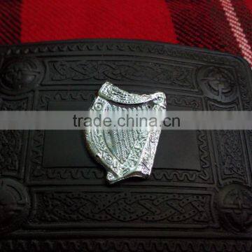 Scottish Kilt Belt Buckle Made Of Brass Material With Black Finish Front Side Harp Badge photo-3
