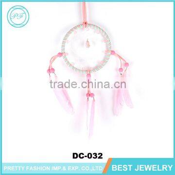 New Season Popular Beautiful Color Chicken Feather Cotton String Ribbon Enwind Fashion Wholesale Dream Catcher in Natural Crefts