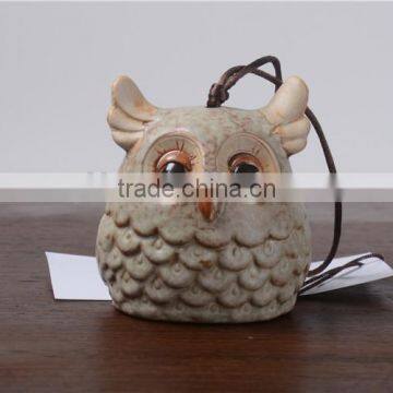 Factory outlet unique indoor ceramic decoration gifts owl design ceramic wind bell wind chimes