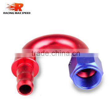 Interchangeable Iso9000 Wholesale Aluminum Oil Cooler Hose Fitting 180 Degree Push On End Blue and Red 10-180-04 photo-2