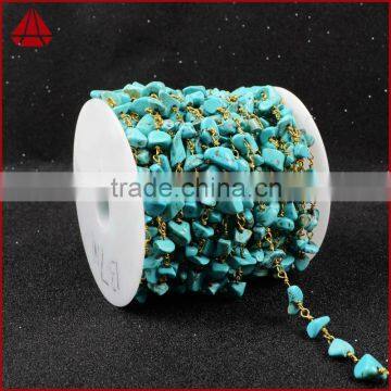 Blue Turquoise Rosary Beads Chain Wire Wrapped Handmade Chain Quality Choice photo-3