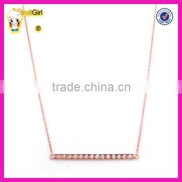 Classic factory directly sell full cz bar necklace Fashion Rose gold plating horizontal bar necklace