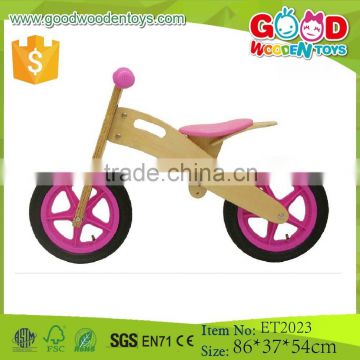 China plywood pink color wooden push bike for kids