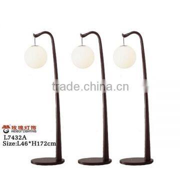 Wood Lamp With White Polish Glass Lampshade photo-2