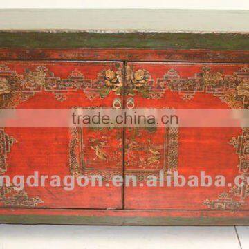 Chinese antique furniture red pine wood Mongolia Cabinet