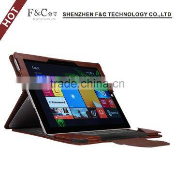 Durable Non-slip shockproof folio stylish stand cover for microsoft surface pro leather case with Pen Stylus