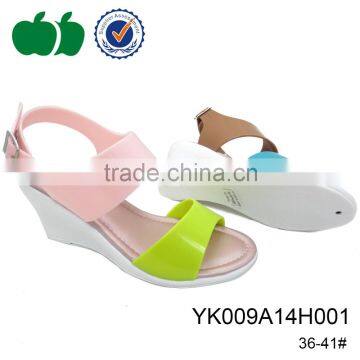 Fashion styles women shoes pvc high heel ladies' wedge sandals