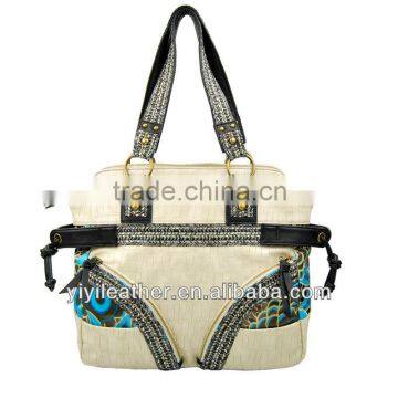 1398-latest designer crocodile PU & canvas tote bag,women handbag,albaba china