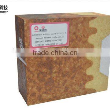 Multilayer mullite based brick with reduced thermal conductivity