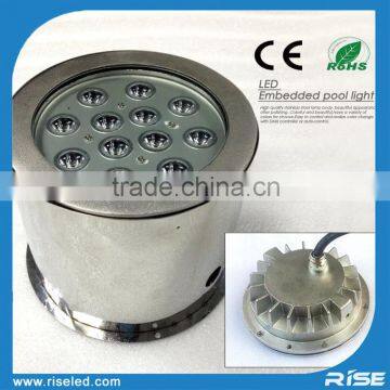 RGB DMX 12W 316SS recessed led flat underwater lights