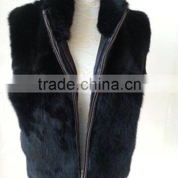 Fashion Women 2015 Fur Gilet/Rabbit Winter Fur Vest /black rabbit fur vest