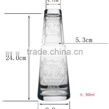 China manufacture lead free 500ml customized glassware producer frosted decal water pitcher