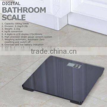 Digital Bathroom Scale 180kg/396lb LCD ABS plastic part HS code 84231000