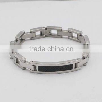 Fashion Men Stainless Steel Fiber Carbon Link Chain Bracelet