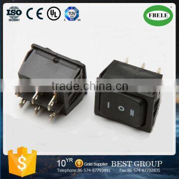 RS-223-4C6 Double-poles Rocker Switch, DPDT 6P rocker switch, (ON)-OFF-(ON) rocker switch (FBELE)