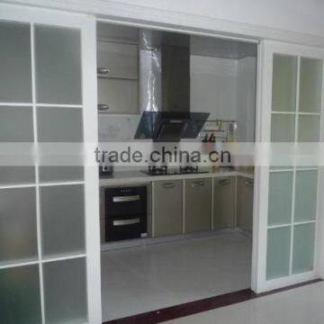 Solid Sliding Door and Forsted Carved PVC Door photo-3