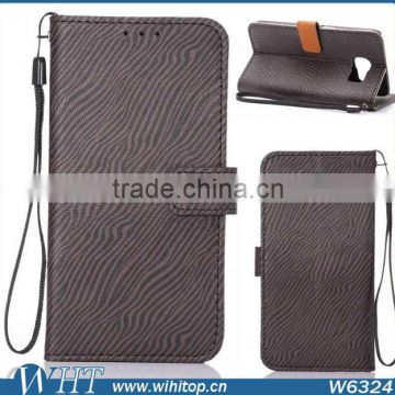 Zebra Texture Wallet Case for S6 with Lanyard,Flip Leather Case for S6 with Card Holder