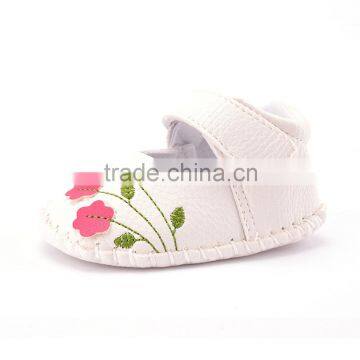Anti-Slip Baby Girl Cloth Sole PU Leather Flower Strap Newborn Baby Prewalker Toddler Shoes 03