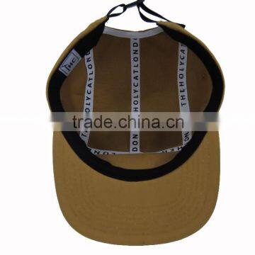 5 Panel Cap With Woven Label Badge Logo/printed Tape Stranpback Hat and Cap photo-2
