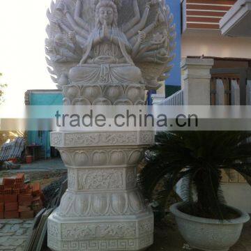 Thousand Hands Hand Head Buddha Statue White Marble Hand Carving Sculpture No 04