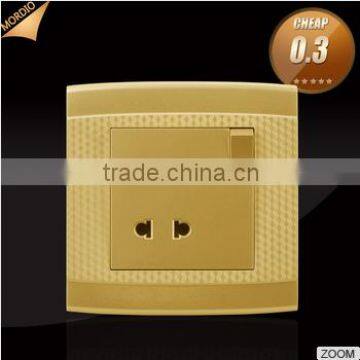 2015 the newest BS standard PC 2 pin wall socket with 1 gang switch Gold color