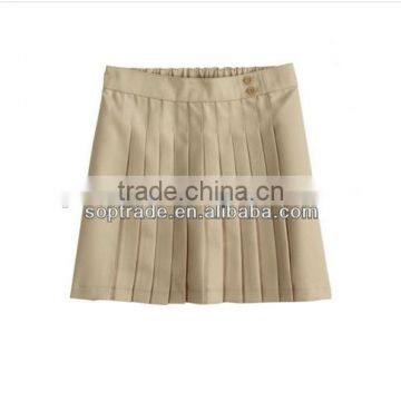 Newest style fashion Print Belt Twill high quality girls School Uniform Skirt