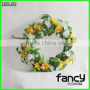 2013 Hot Sale White and Yellow Daisy Flowers Artificial Funeral Wreaths Wholesale
