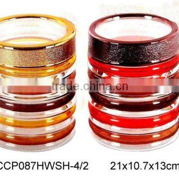 CCP087HWSH-4/2 2pcs hand-painted glass jar with plastic golden lid