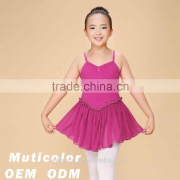 girls ballet leotard with skirt, kids strap dancewear