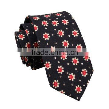 Brown Flower Mens Cotton Neck Tie