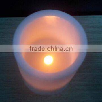 Battery Powered Realistic Yellow Flicker Flame Giant Wax Pillar Candle 4x6 for Church photo-2