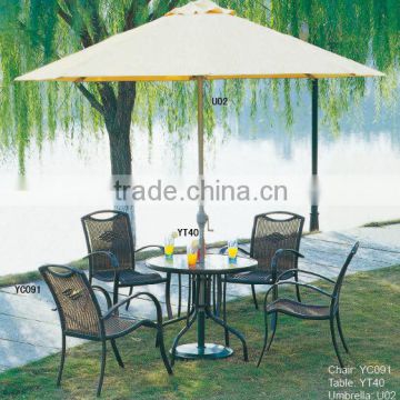 outdoor furniture leisure elegant beautiful rattan garden stacking chairs table set YC091 YT40 U02