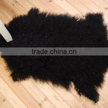 Long Curly Fur Mongolian Sheep Skin / Tibetan Lamb Skin Pelt