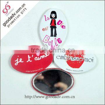 New fashion cheap travel decorated small tin mirrors for girls