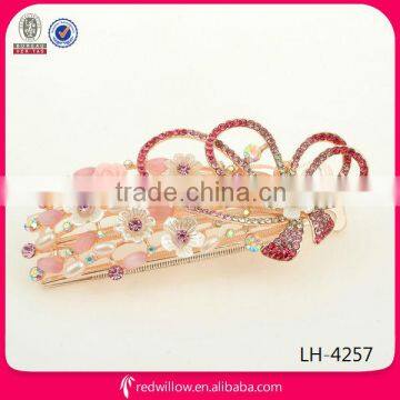 American popular diamante bow metal hair barrettes