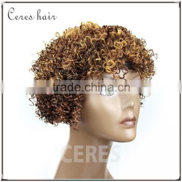 cheap wholesale price High Temperature Fiber synthetic wig futra fiber short kinky curl afro curl Wig