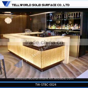 illuminated led acrylic solid surface bar counter