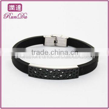 Black Men's Silicone Bracelet Silicone Bracelet Wholesale Leather Bracelets for Men
