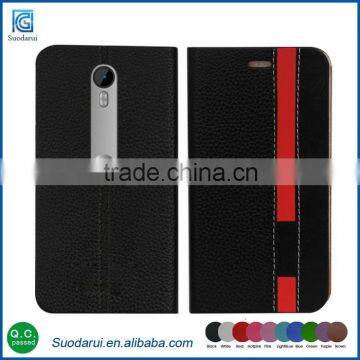 Dual color leather case for motorola moto g 3rd gen wallet flip case