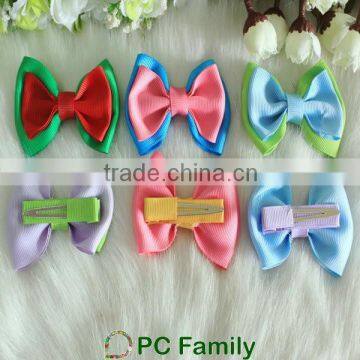 Colorful Double Colors Kids Hair Bow Clips photo-2