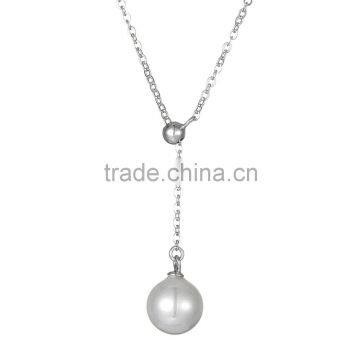 Women jewelry elegant pearl bead with sterling silver necklaces long necklace